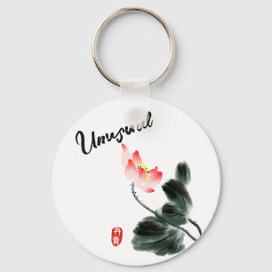 Cool Watercolor Floral Lotus Freehand Drawing Keyc Key Ring