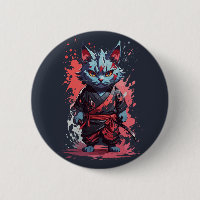 Cool Watercolor Grey Ninja Cat Warrior