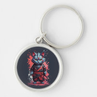 Cool Watercolor Grey Ninja Cat Warrior
