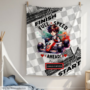 Cool Watercolor Sport Car Racing Boy Blanket