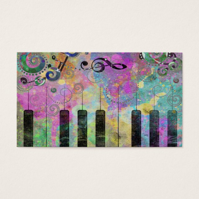 Cool Watercolors Splatters Colourful Piano (Front)