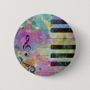 Cool Watercolors Splatters Colourful Piano 6 Cm Round Badge