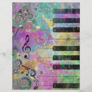 Cool watercolours splatters colourful piano flyer