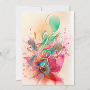 Cool watercolours treble clef music notes swirls