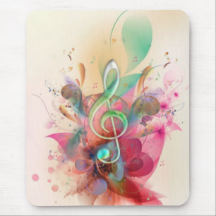 Cool watercolours treble clef music notes swirls mouse pad