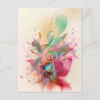 Cool watercolours treble clef music notes swirls