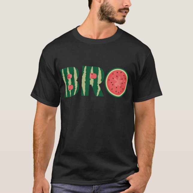 Cool Watermelon Bro Funny Retro Vacation Summer Fr T-Shirt (Front)