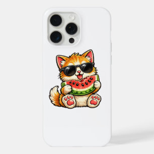 Cool Watermelon Cat iPhone 15 Pro Max Case