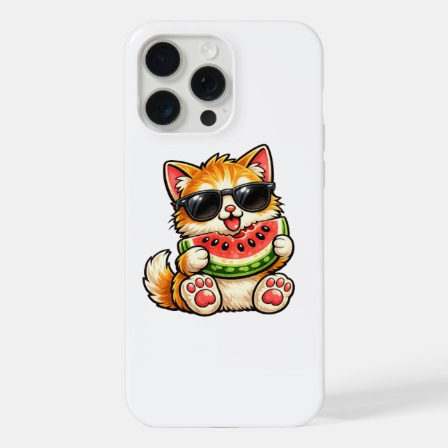 Cool Watermelon Cat iPhone Case (Back)