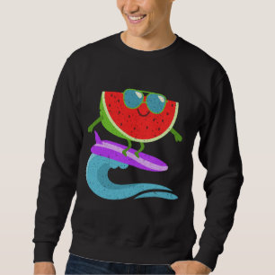Cool Watermelon Surf Board Funny Summer Fruit Vint Sweatshirt