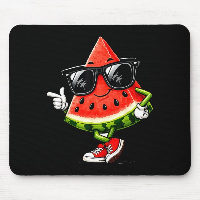 Cool watermelon with sunglasses funny summer fruit mouse pad (Front)
