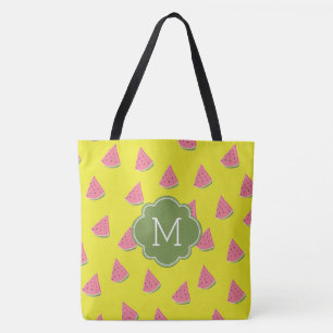 Cool Watermelons Pattern Monogram Tote Bag