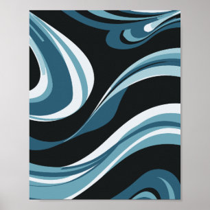 Cool Waves Abstract Pattern Poster