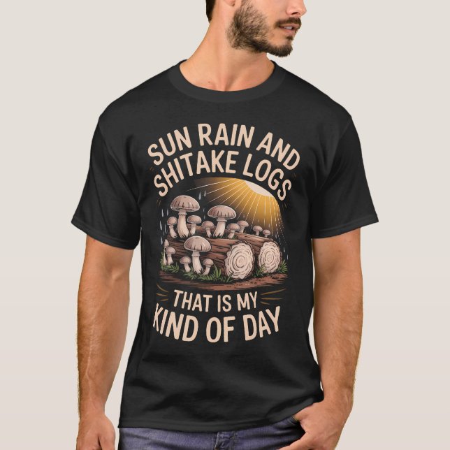 Cool Weather Log Stack Shiitake Mushroom T-Shirt (Front)