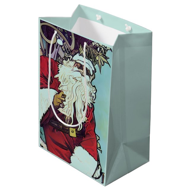 Cool Weed Santa Medium Gift Bag (Back Angled)