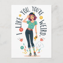 Cool Weird Girl Illustration I Like You Quirky