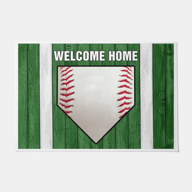 Cool Welcome Home Mat, Baseball Player Doormat (Front)