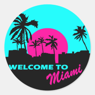 Cool Welcome to Miami design Classic Round Sticker