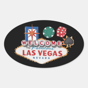Cool welcome Vegas word art gambling Oval Sticker