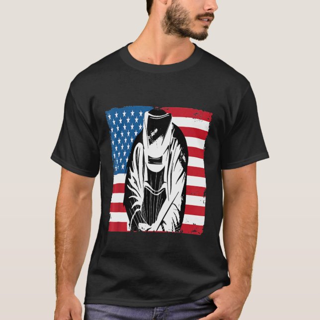 Cool Welder Usa Patriotic American Flag Welder Gif T-Shirt (Front)
