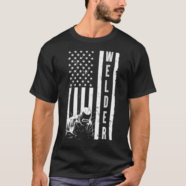 Cool Welding Us Flag For Men Women Welder Welding  T-Shirt (Front)