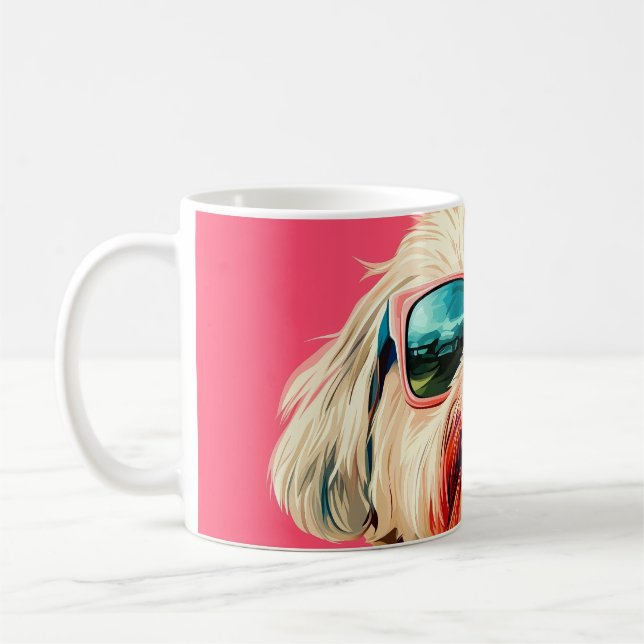 Cool West Highland White Terrier dog with sunglass Coffee Mug (Left)