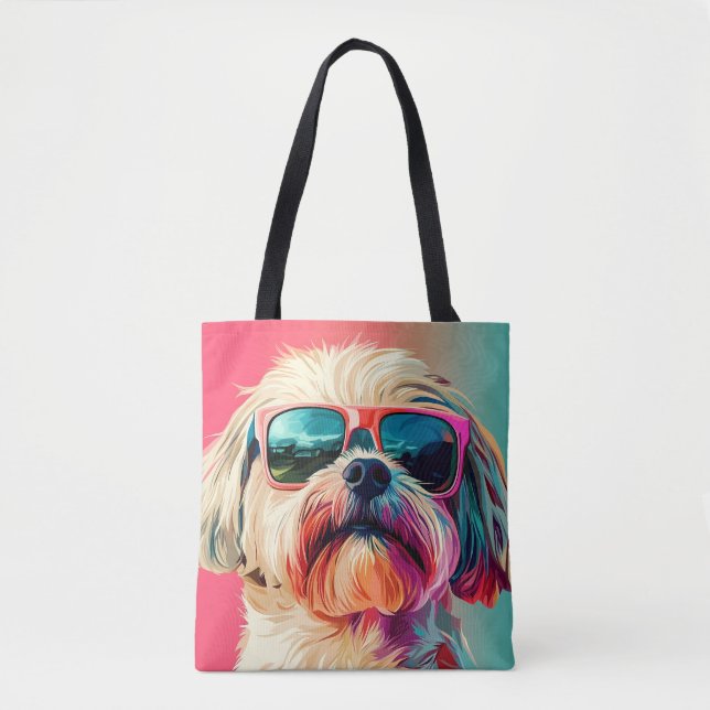 Cool West Highland White Terrier dog with sunglass Tote Bag (Front)
