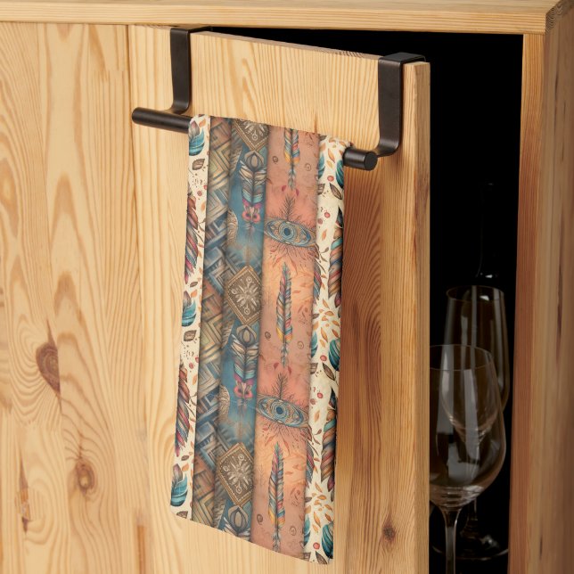 Cool Western BoHo tiled pattern  Tea Towel (Thirds Fold)