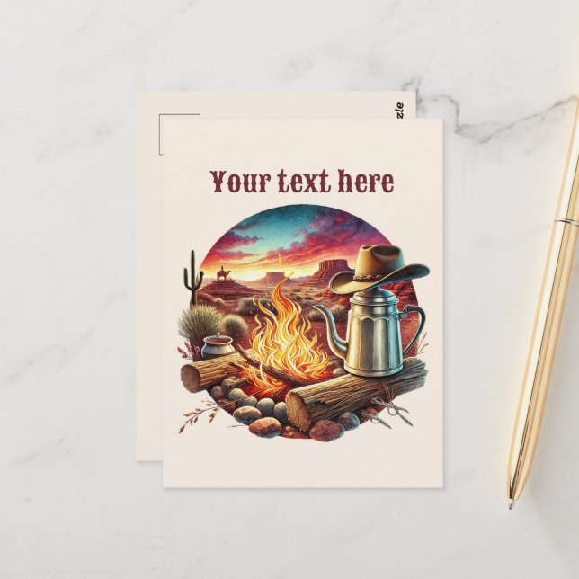 Cool Western campfire add message   Postcard (Front/Back In Situ)