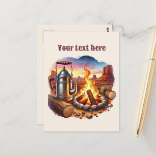 Cool Western campfire add message  Postcard