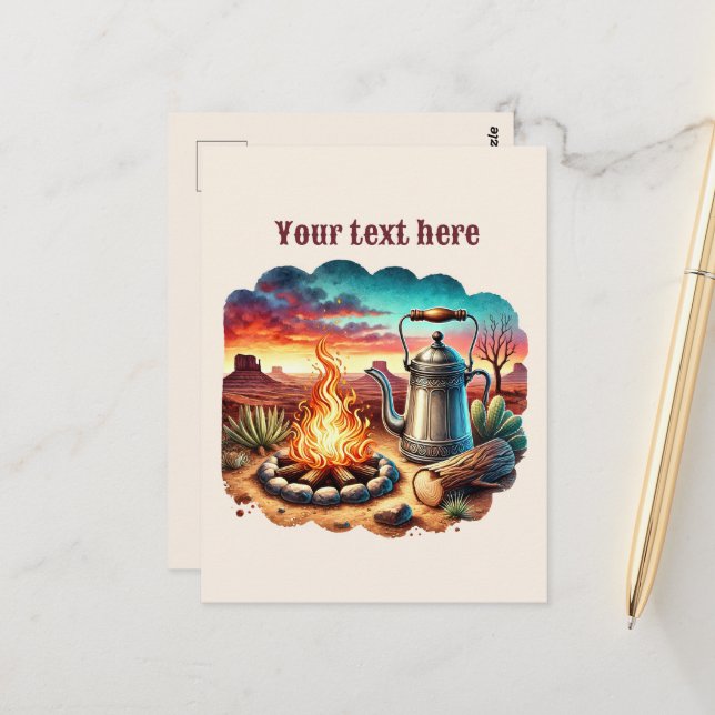 Cool Western campfire add message  Postcard (Front/Back In Situ)