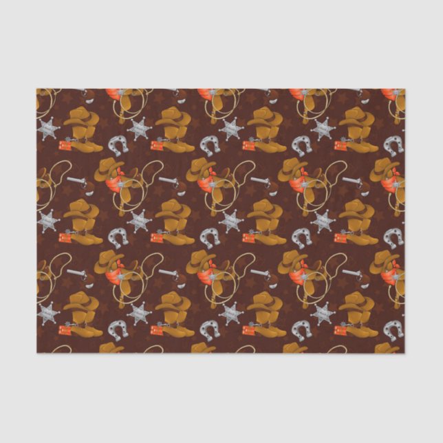 Cool Western cowboy pattern tiled Tissue Paper (Front)