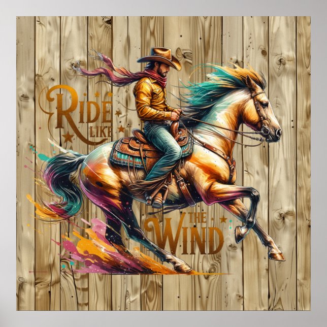 Cool Western cowboy ride Poster (Front)