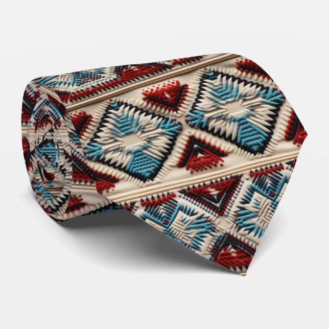 Cool Western embroidery tiled pattern  Tie (Rolled)