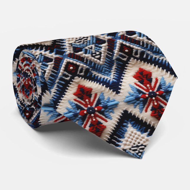 Cool Western embroidery tiled pattern  Tie (Rolled)