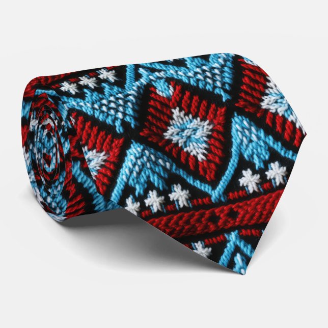 Cool Western embroidery tiled pattern  Tie (Rolled)