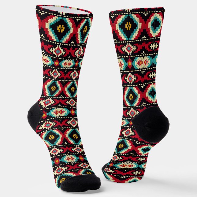Cool Western faux knit Aztec  Socks (Angled)
