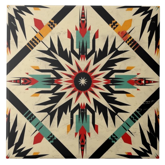 Cool Western Indian pattern  Ceramic Tile (Front)