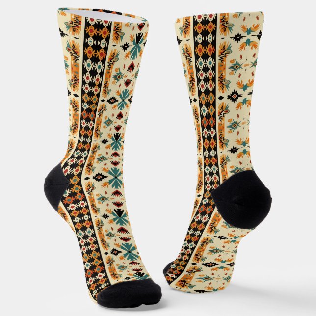 Cool Western Indian pattern tiled  Socks (Angled)