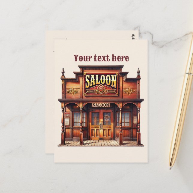 Cool Western Saloon add message  Postcard (Front/Back In Situ)