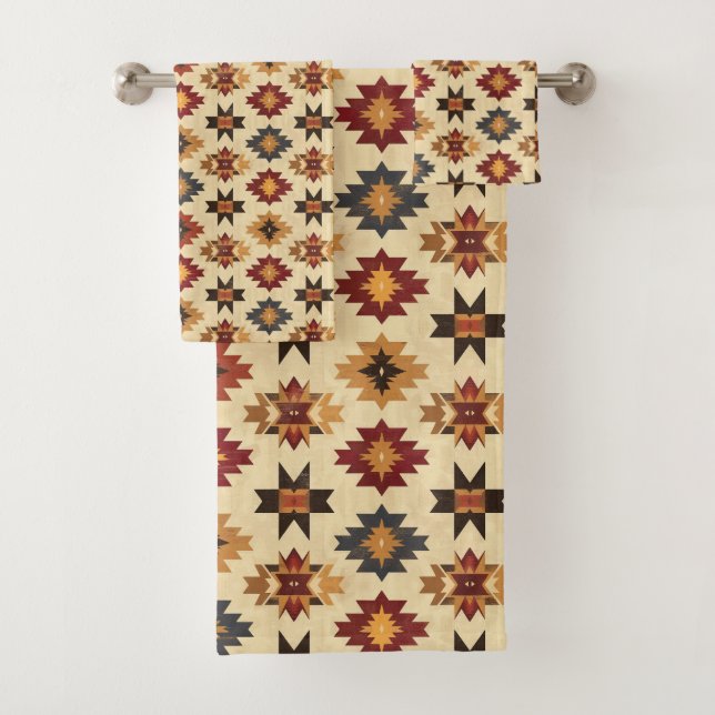 Cool Western tiled pattern Bath Towel Set (Insitu)