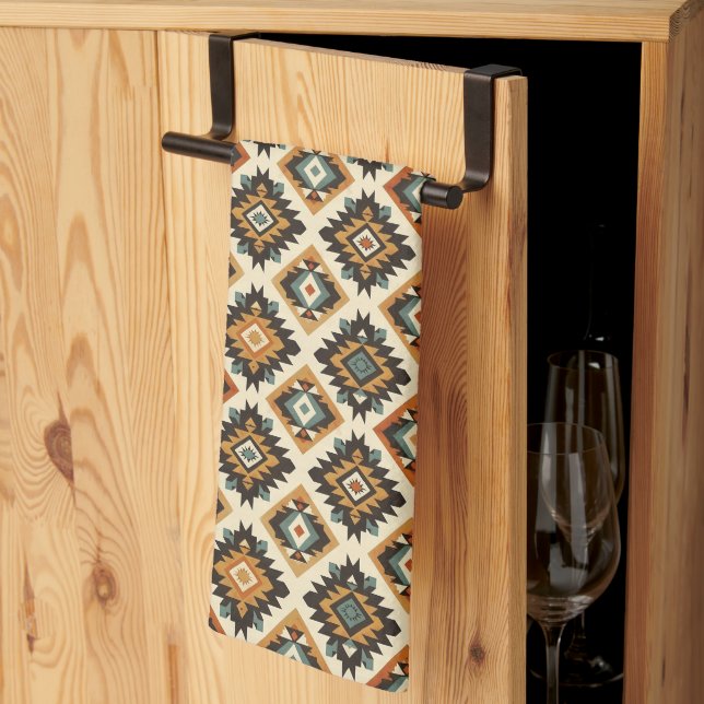 Cool Western tiled pattern  Tea Towel (Thirds Fold)