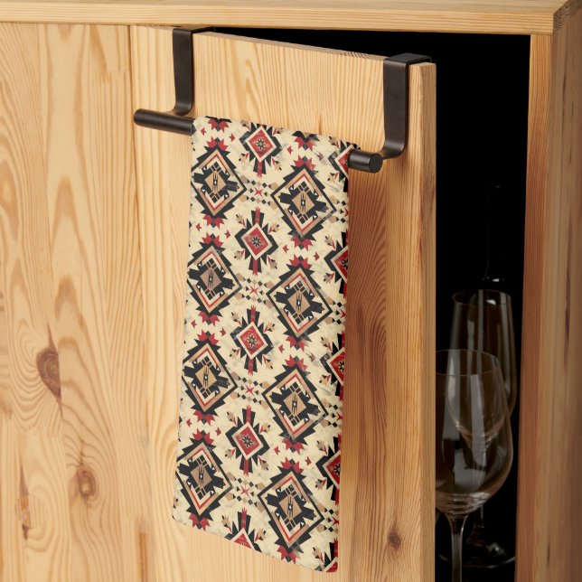 Cool Western tiled pattern  Tea Towel (Thirds Fold)