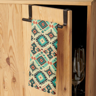 Cool Western tiled pattern Tea Towel