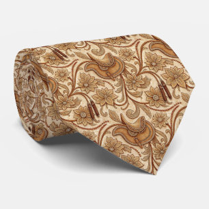 Cool Western tooled leather pattern Tie
