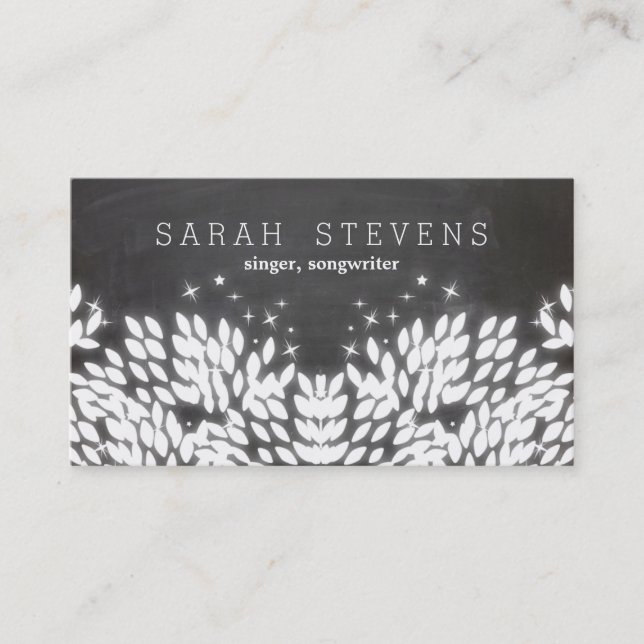 Cool Whimsical Singer, Songwriter Music Business Card (Front)