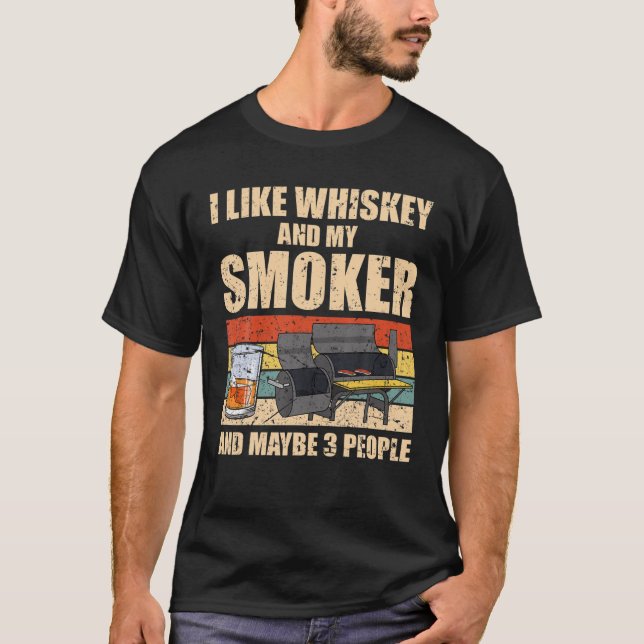 Cool Whiskey Art For Men Women Meat Smoking Bourbo T-Shirt (Front)