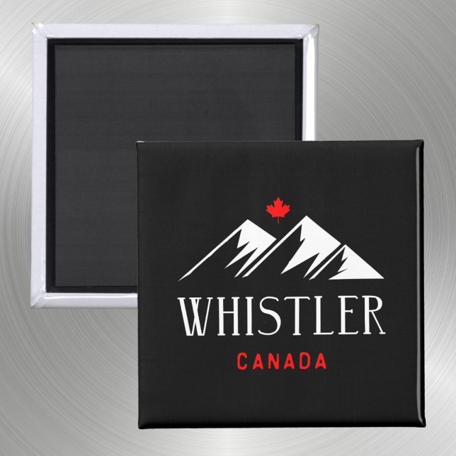 Cool Whistler Canada Mountains Maple Leaf Dark Magnet (Creator Uploaded)