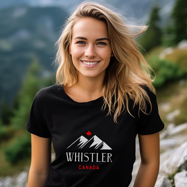 Cool Whistler Canada Mountains Maple Leaf Dark T-Shirt (Creator Uploaded)