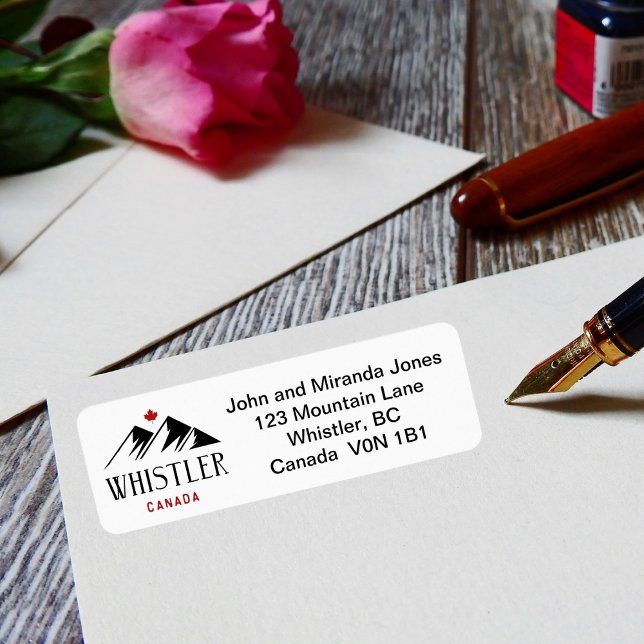 Cool Whistler Canada Mountains Maple Leaf Return Address Label (Creator Uploaded)